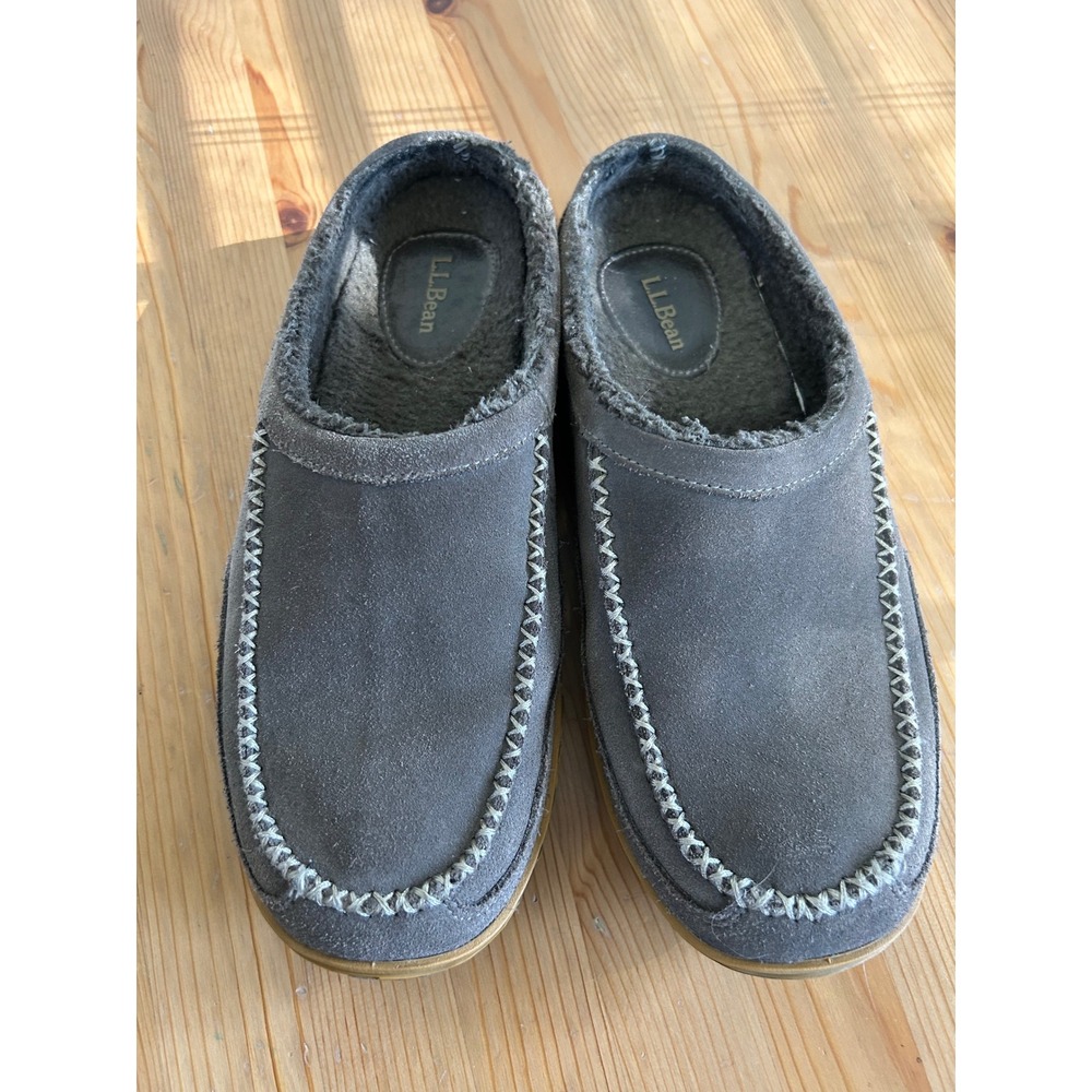 LL Bean Mens Wicked Good Suede Scuff Slippers Brown Size 9 Cabin Cozy Moccassin